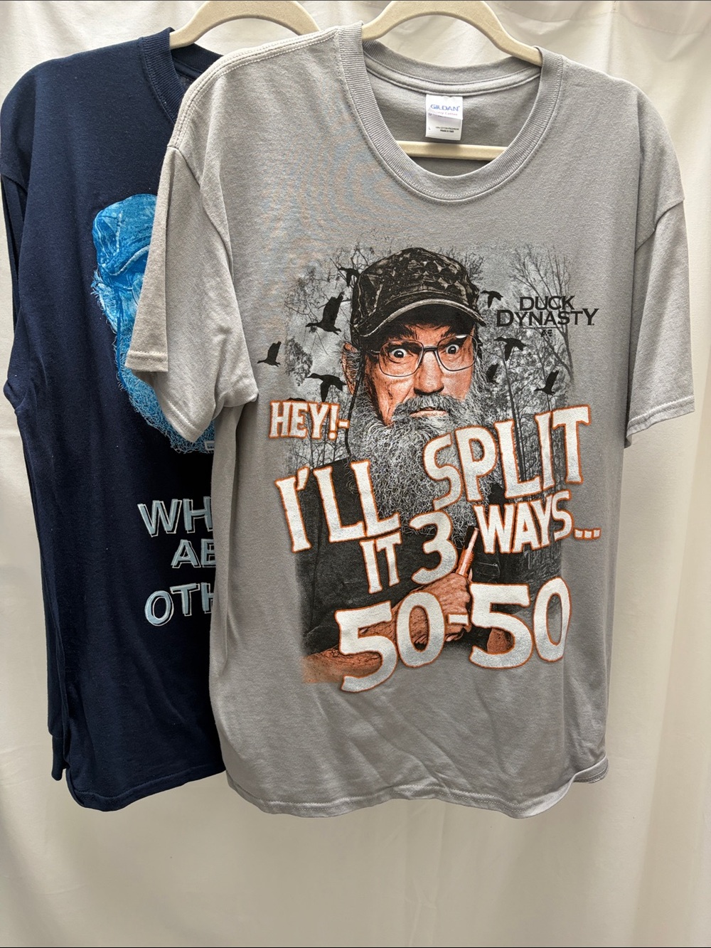 Men’s Gray and Navy Graphic T-Shirt - 'I'll Split It 3 Ways'